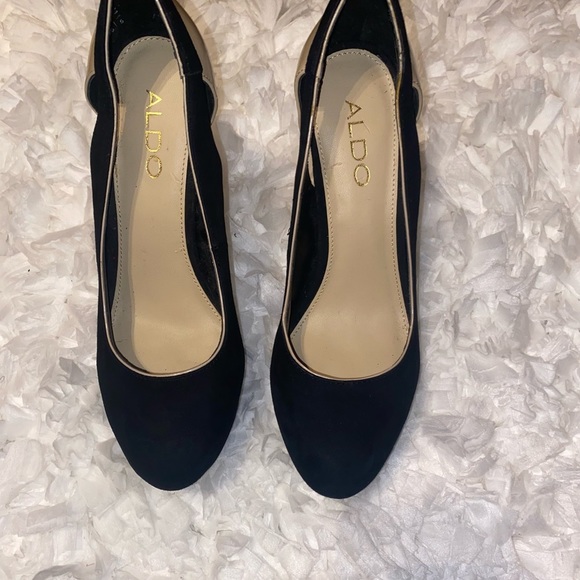 AldoTan and Black Platform Shoes Women's 7.5 Round Toe 4 inch heels. - Picture 4 of 6